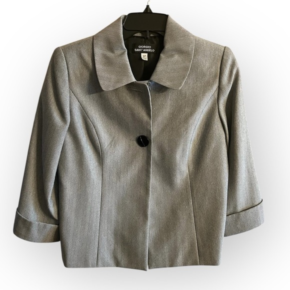 Giorgio Sant' Angelo 2 piece ladies herringbone grey professional pant suit 6 P - Picture 1 of 16